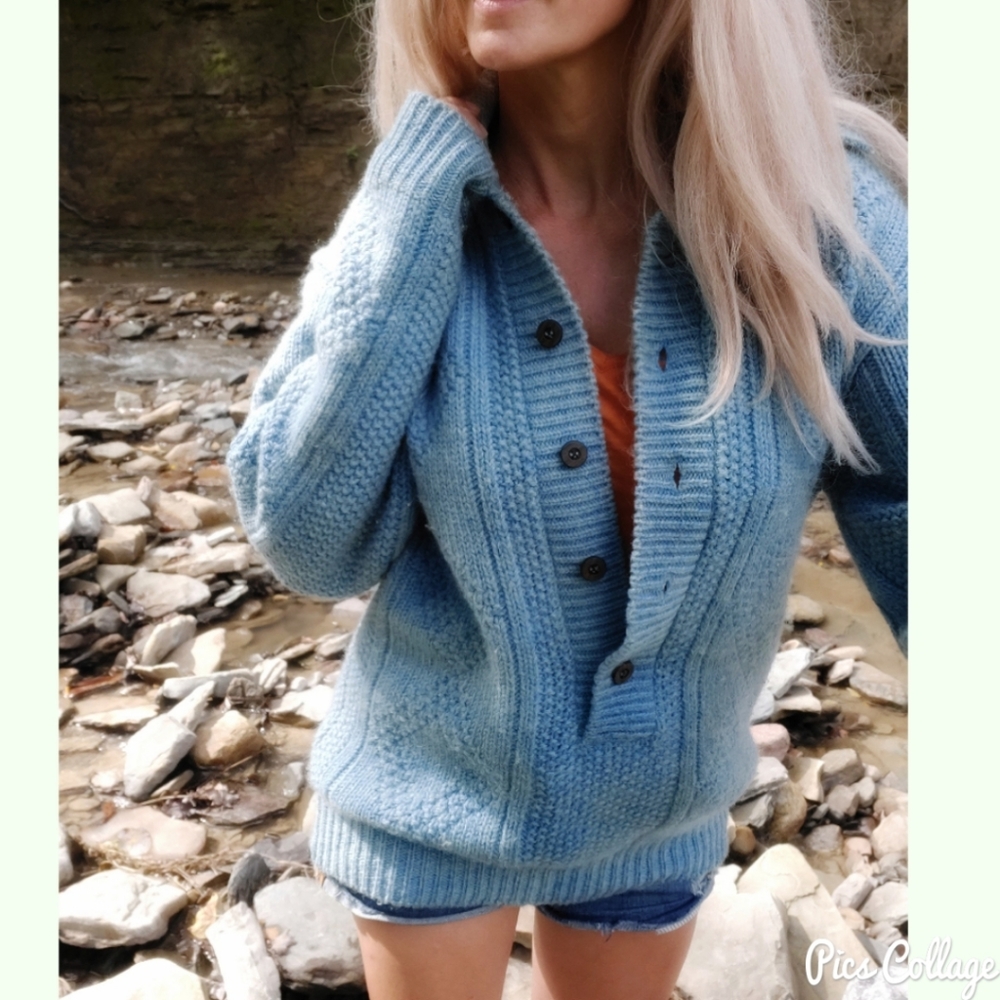 Vintage chunky cableknit wool sweater L